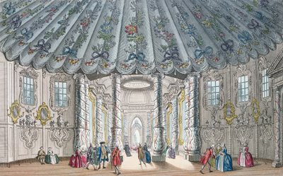 Interieur van de elegante muziekkamer in Vauxhall Gardens, gegraveerd door H. Roberts, 1752 door Samuel Wale