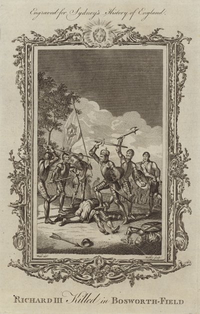 Koning Richard III gedood in Bosworth Field door Samuel Wale