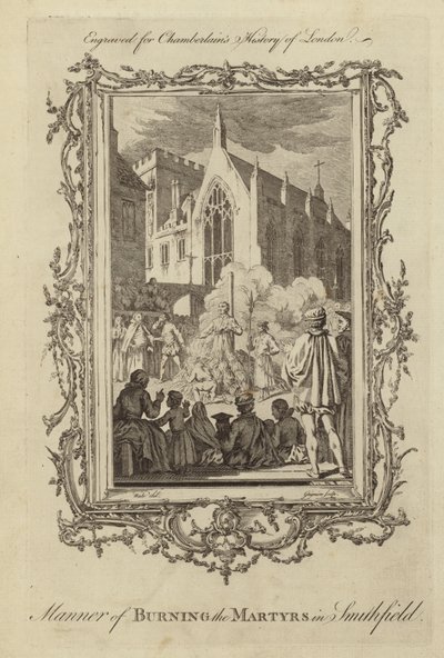 De manier van het verbranden van de martelaren in Smithfield door Samuel Wale