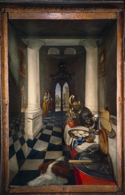Perspectiefdoos van een Nederlands interieur door Samuel van Hoogstraten
