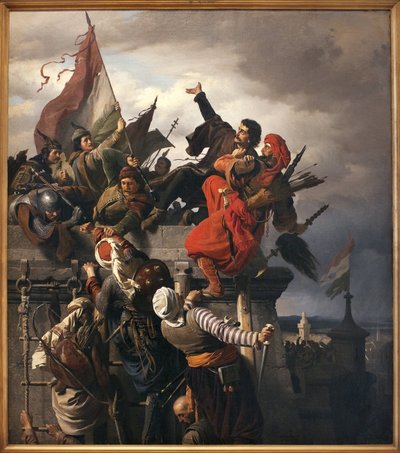 Het offer van Titusz Dugovics (? -1456). Hongaarse nationale held, die zich onderscheidde tijdens het beleg van Belgrado door het Ottomaanse Rijk. Schilderij door Sandor Wagner (1838-1919) door Alexander von Wagner