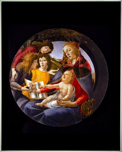Maagd en Kind met drie engelen, ook wel Madonna van de Magnificat genoemd door Sandro (1444/5 1510) Botticelli
