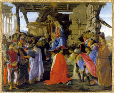 Aanbidding der Wijzen, voorstelling van de leden van de Medici-familie door Sandro Botticelli
