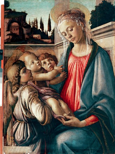 Madonna met kind en twee engelen door Sandro Botticelli