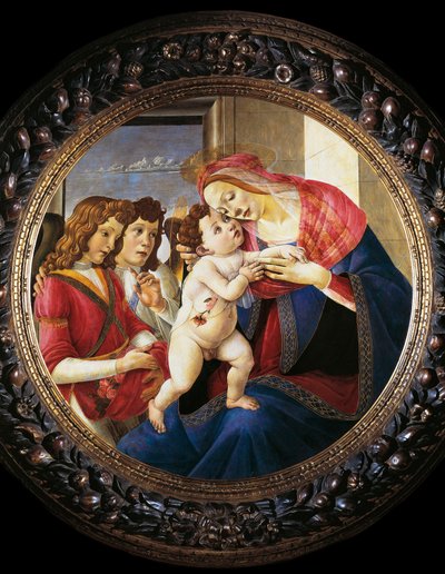 Maagd en kind en twee engelen door Sandro Botticelli