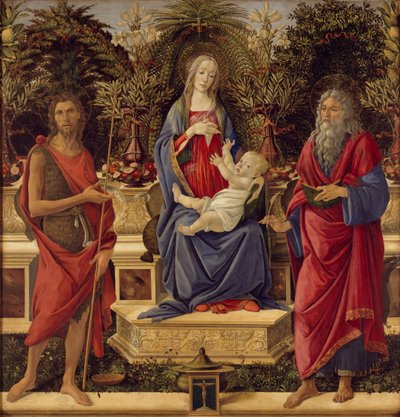 Madonna met Kind en Heiligen op de Troon door Sandro Botticelli