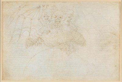 La Divina Commedia, Inferno XXXIV (1): Het centrum van de hel: Lucifer in het ijs van de Giudecca, die Judas, Brutus en Cassius verplettert door Sandro Botticelli