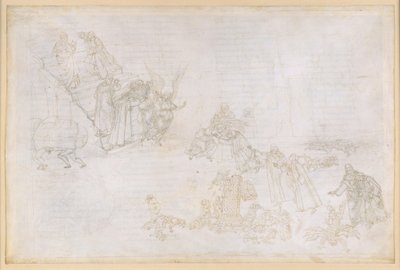 La Divina Commedia, Purgatorio XII. Eerste cirkel van het vagevuur: afbeeldingen van de straf voor hoogmoed; de engel voor de trappen naar de tweede cirkel door Sandro Botticelli