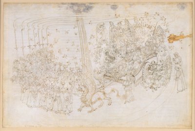 La Divina Commedia, Purgatorio XXX. Het aardse paradijs: Beatrice in de triomfwagen door Sandro Botticelli