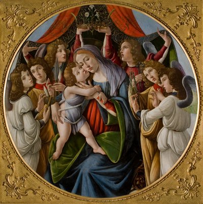Madonna en kind met zes engelen, c.1500 door Sandro Botticelli