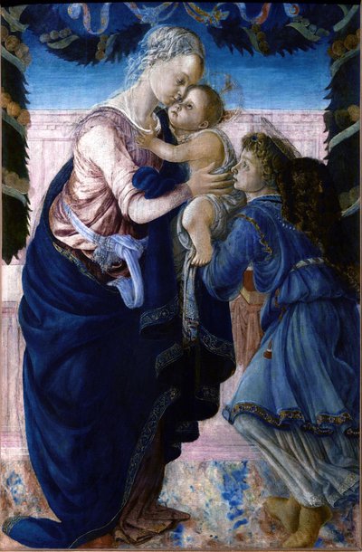 Madonna en Kind met een Engel door Sandro Botticelli