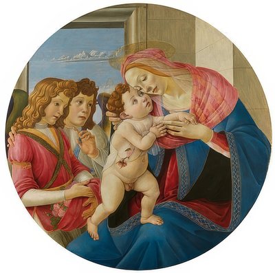 Madonna met kind en twee engelen door Sandro Botticelli