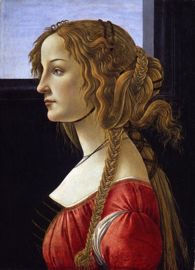 Profielportret van een jonge vrouw Simonetta Vespucci, ca. 1476 door Sandro Botticelli