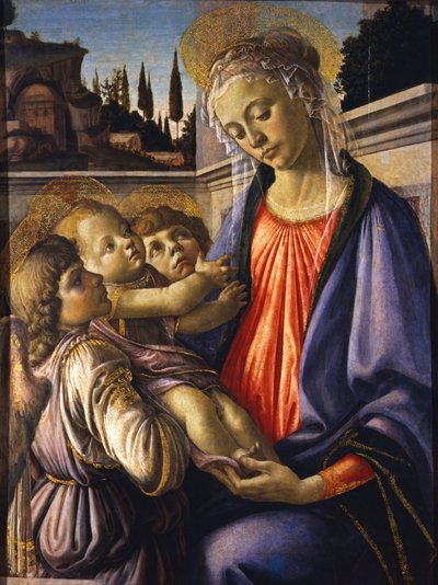 De Maagd en Kind met Twee Engelen door Sandro Botticelli