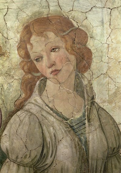 Venus en de Drie Gratiën die Geschenken Aanbieden aan een Jong Meisje (detail) door Sandro Botticelli