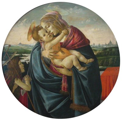 Maagd en kind met Johannes de Doper door Sandro Botticelli and workshop