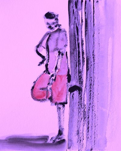 Voorovergebogen paarse figuur door Santhosh ch