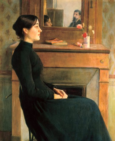 Portret van een vrouw, schilderij door Santiago Rusinol y Prats door Santiago Rusinol i Prats