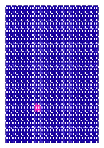 Blue Paper House Repeat Print, 2014 (grafische giclee print) door Sarah Evans