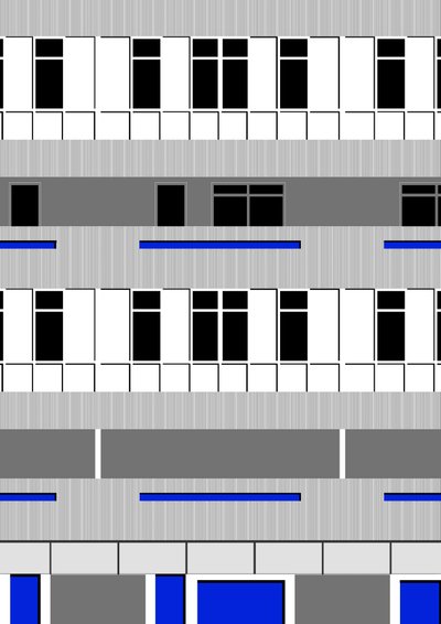Brutalistisch blok, 2018 (digitaal) door Sarah Evans