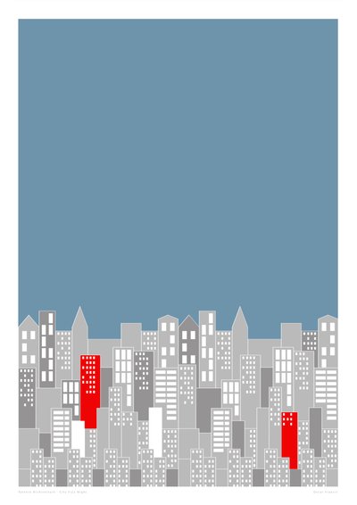 City Fizz Night, 2014 (grafische giclee print) door Sarah Evans