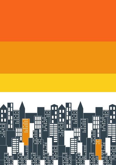 Zonsondergang in de stad, 2020 (digitaal) door Sarah Evans