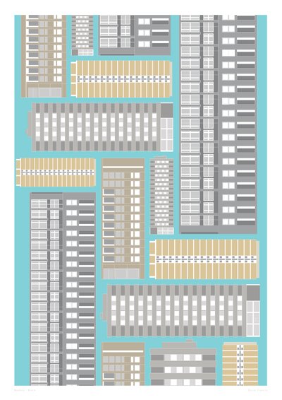 Modern blok, 2014 (grafische giclee print) door Sarah Evans