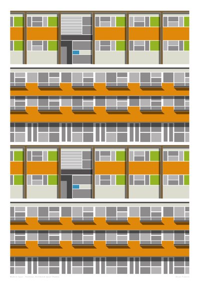Parleys Estate, 2016 (grafische giclee print) door Sarah Evans