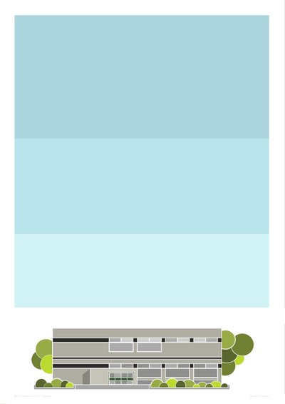 Stamford Hill Library, 2014 (grafische giclee print) door Sarah Evans