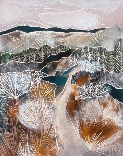 Aards abstract landschap door Sarah Fitzgerald