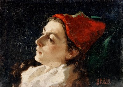 Hoofd van een Vrouw met een Rode Muts door Sarah Paxton Ball Dodson