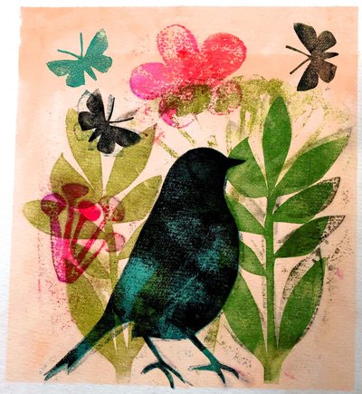 Vogel en vlinder door Sarah Thompson Engels