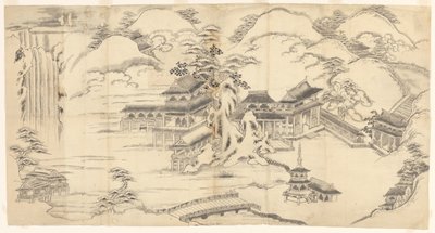 Landschap in Chinese stijl door Sasaya (workshop of)