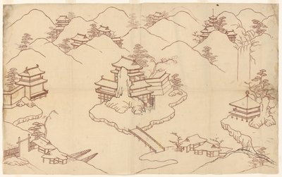 Landschap in Chinese stijl door Sasaya (workshop of)