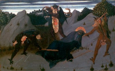 Sint Antonius geslagen door duivels, 1423-1426 door Sassetta