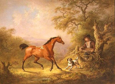 Een stalknecht die een paard voert door Sawrey Gilpin
