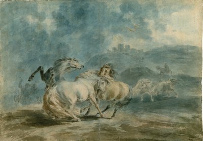 Vechtende paarden door Sawrey Gilpin