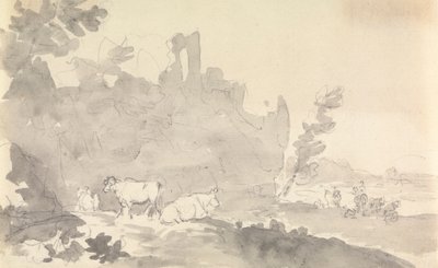 Landschap met koeien op de voorgrond door Sawrey Gilpin