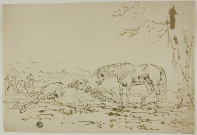 Landschap met paarden op de voorgrond door Sawrey Gilpin