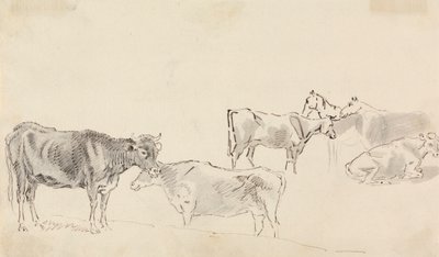 Studie van Vee met Paarden op de Achtergrond door Sawrey Gilpin