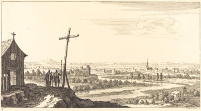 Landschap met Kerk en Stad in de Verte door Sébastien  Le Clerc I