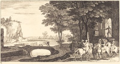 Landschap met Ruiters en Brug door Sébastien  Le Clerc I
