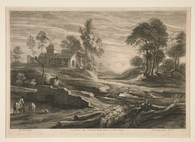 Landschap met een put door Schelte Adams Bolswert