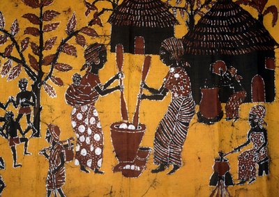 Stof gemaakt met batiktechniek, Togo handwerk door School African