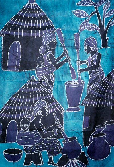 Stof gemaakt met batiktechniek, Togo handwerk door School African