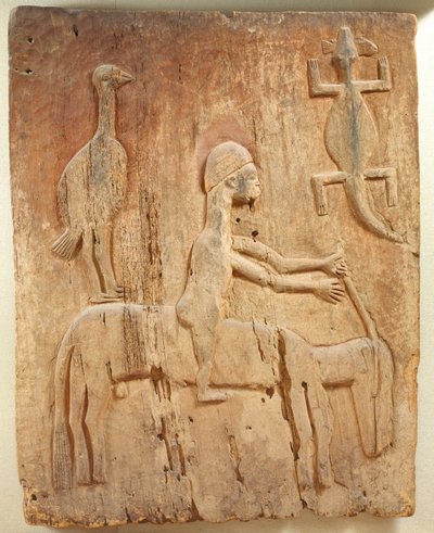Deur met een reliëf van een ruiter, Baule-bevolking, van de Ivoorkust door School African
