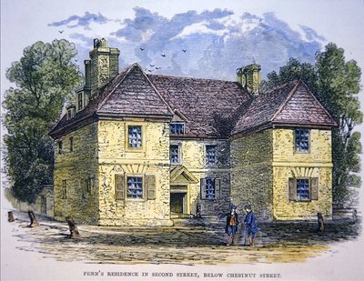 Woonplaats van William Penn in Second Street, onder Chestnut Street, Philadelphia door School American