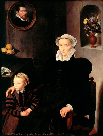 Portret van de vrouw van de smid en schilder uit Antwerpen Quenston met haar kind door School Antwerp
