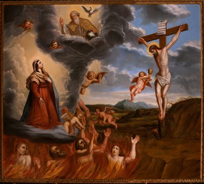 De bemiddeling van de Heilige Maria voor het vagevuur. Eind 17e eeuw door School Belgian
