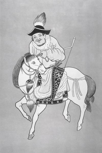 Een Mongoolse paardboogschutter, naar een Chinese tekening door School Chinese